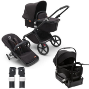 Bugaboo Fox Cub Complete Pram Black/Midnight Black-Midnight Black TRAVEL SYSTEM (includes Bugaboo Turtle car seat with base & adaptors)