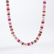 Pink Multicolored Gemstone Bead Necklace