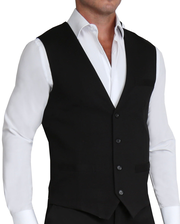 Athletic Fit Stretch Suit Vest - Solid Black