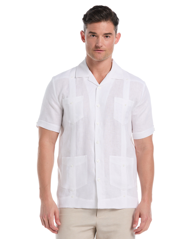100% Linen Classic Guayabera Shirt - Short Sleeve