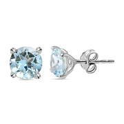 Skyblue Topaz Earrings (with Push Back) in Platinum Overlay Sterling Silver 3.03 Ct.