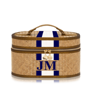 Straw Vanity Case - Navy & White