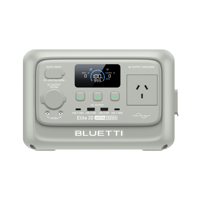 BLUETTI Elite 30 V2 | 288Wh 600W Portable Power Station(Light Sand Grey)