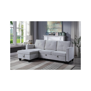 Lilola Home Nova Velvet Reversible Sleeper Sectional Sofa with Storage Chaise