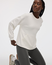 Pull en tricot ottoman à manches longues et col rond - Hyba