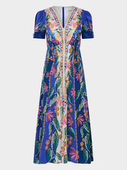 Lea Long Dress in Terrazzo Azure
