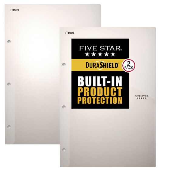 Five Star® DuraShield™ Antimicrobial Partition Folder, Clear, 2 Pack