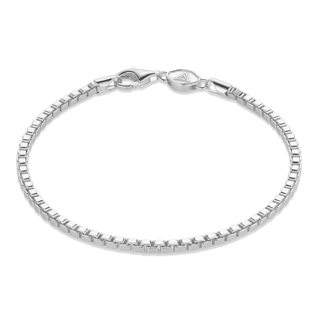 Square Box Chain Bracelet (3mm), Sterling Silver