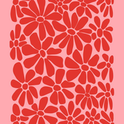 Pink and Red - Retro Floral Art Print