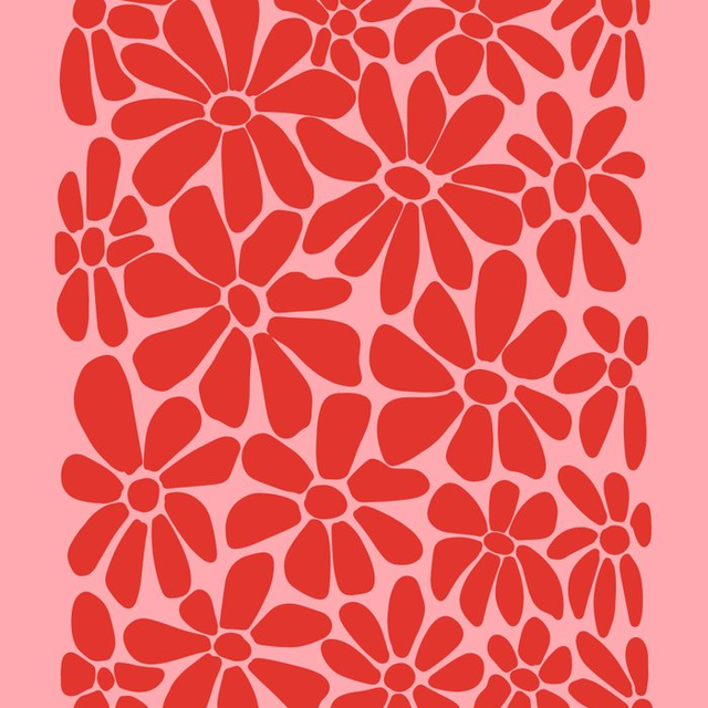 Pink and Red - Retro Floral Art Print