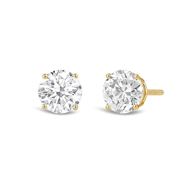 Classic Round Diamond Four Prong Stud Earrings (F/G SI+)