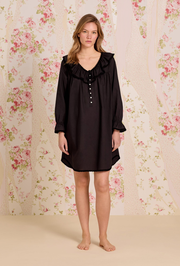 The "Clara" Iconic Black Cotton Lawn Poet Shirt