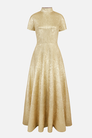 Malinda Dress In Gold Metallic Cloque