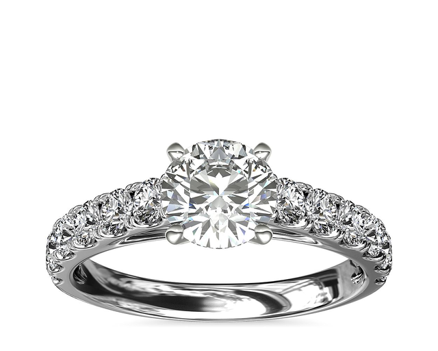 Riviera Cathedral Pavé Diamond Engagement Ring in 14k White Gold (1/2 ct. tw.)