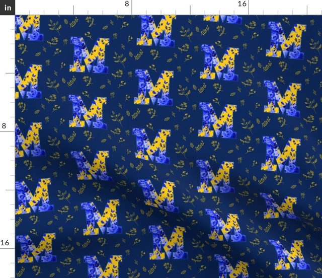 Fabric in M is for Michigan / Blue & Yellow / School Spirit