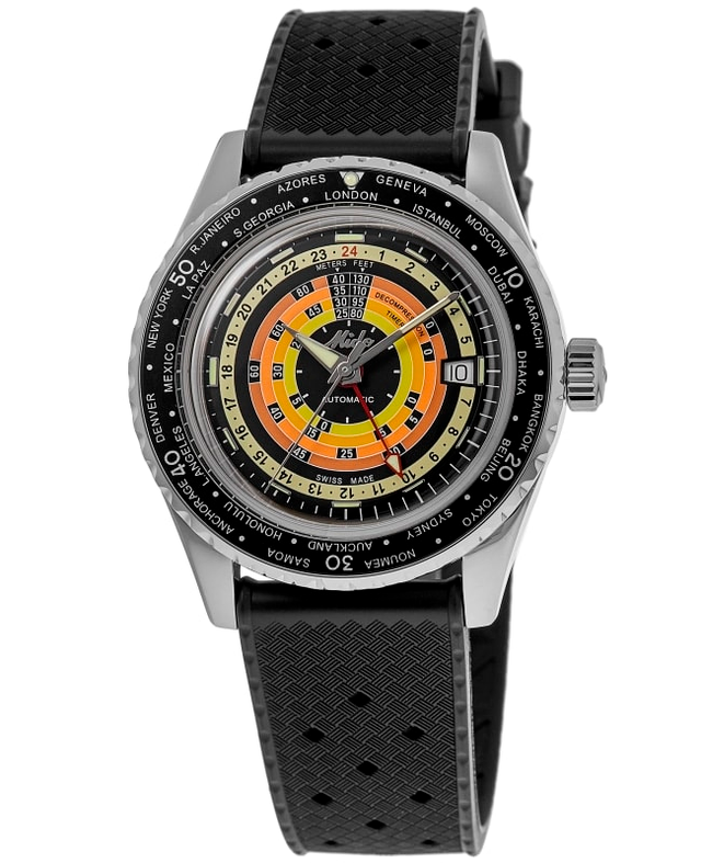 Mido Ocean Star Decompression Worldtimer Black Dial Rubber Strap Men's Watch M026.829.17.051.00