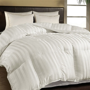 Down Comforter Oversized 750 Fill Power White Stripe - Luxurious 100% Egyptian Cotton Cover