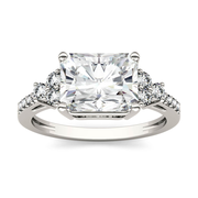 2.90 CTW DEW Radiant Moissanite Engagement Ring in 14K White Gold
