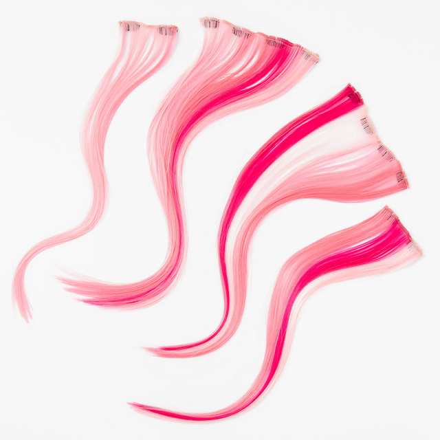 ombre faux hair clip in extensions - pink, 2 pack