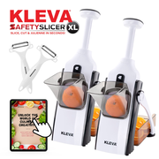 Kleva Safety Slicer™️ One-Push XL Vegetable Slicer 2 Pack + BONUS Peelers + Cooking E-Book