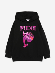 Girls Fish Logo Hoodie in Black