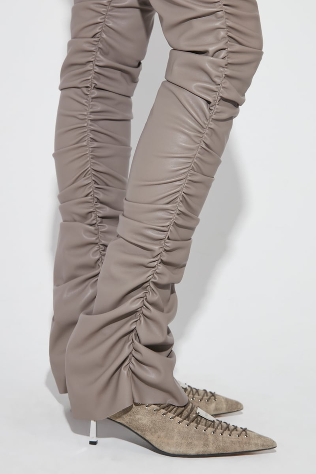 Faux Leather Stacked Trousers