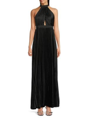 Midnight Moves Accordion Pleat Satin Maxi Dress