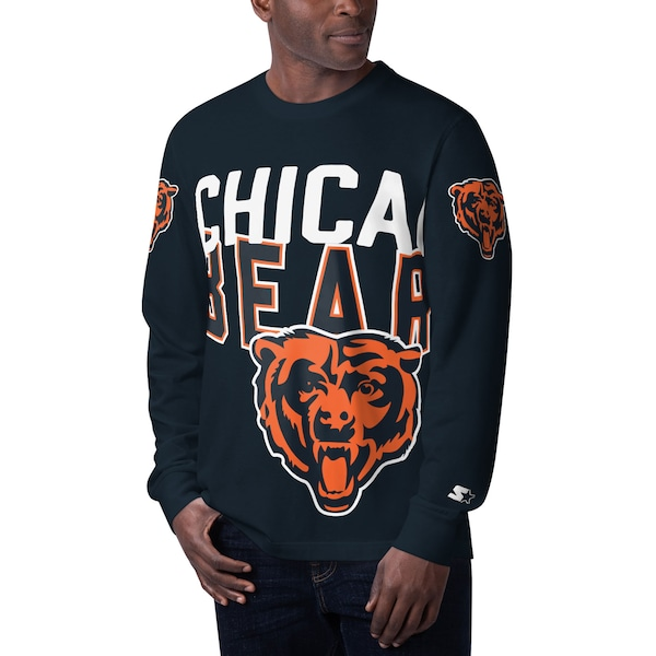 Chicago Bears Starter Clutch Hit Long Sleeve T-Shirt - Navy
