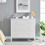 Zara Fluted 3 drawer chest - White