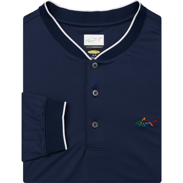 Long Sleeve Baseball Collar Pique Shark Polo