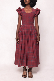 Hattie Dress in Burgundy Plaid