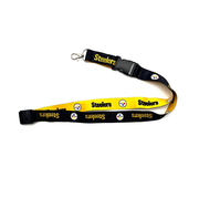 Pittsburgh Steelers Black & Gold Reversible Lanyard with Detachable Buckle