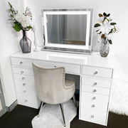 BIGGEST EVER MEGGA SALE! 15% OFF! VC 13 DRAWER VANITY TABLE - WHITE TOP/WHITE DRAWERS - OPTION TO ADD MIRROR