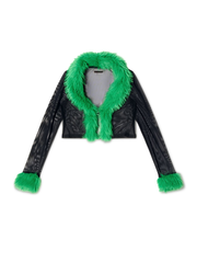 Faux Fur Trim Mesh Cardigan on Sale | HERON PRESTON® Official Site