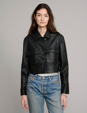 Black Leather Crop Jacket