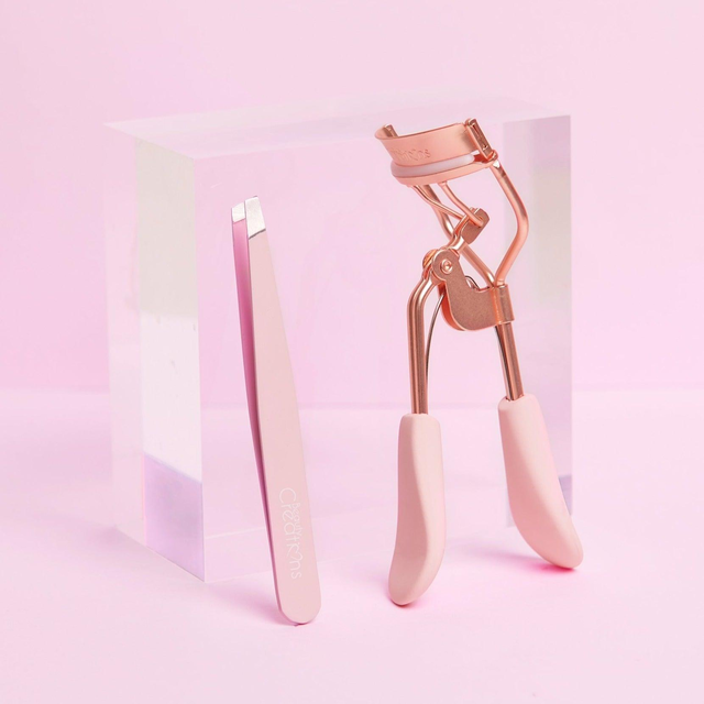 Light Pink Eyelash Curler and Tweezer Set