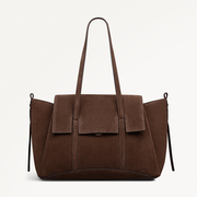 The Chancery Leather Medium Flapover Shoulder Bag in Coffee - 112252