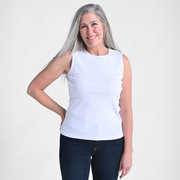 Missy Sleeveless Crew Neck Satin Trim Perfect Tank