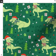 Fabric in Fa La Rawr T-Rex Christmas Dinosaur