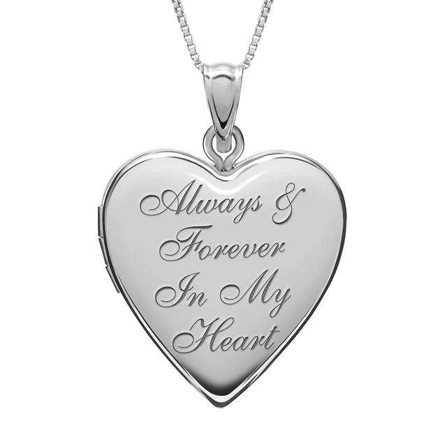 Sterling Silver  Always & Forever In My Heart  Heart Photo Locket