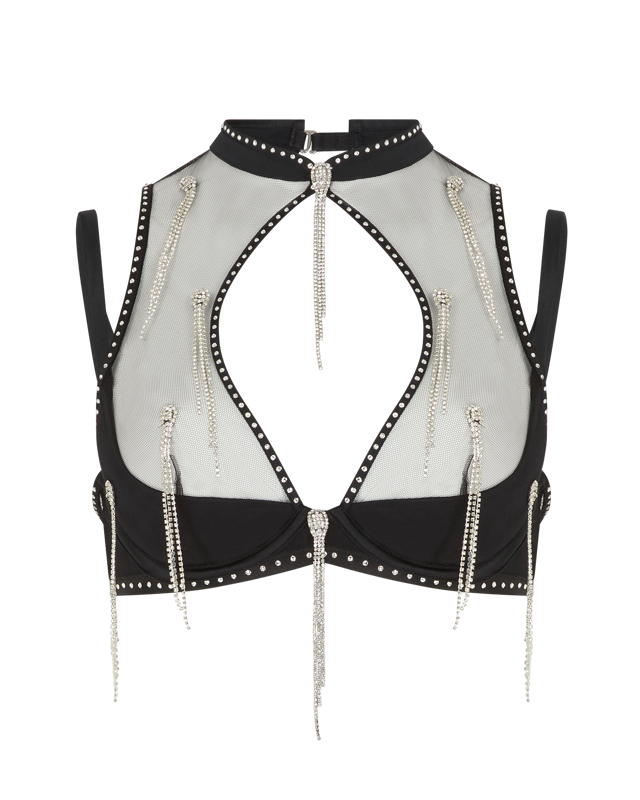 Crystalina High Neck Non Padded Bra in Black | By Agent Provocateur New In