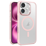 For iPhone 16 Plus Hardware Side Cooling Skin Feel Frosted Metal Lens Frame MagSafe Phone Case(Pink)
