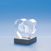 Memorial Heart Crystal, 3D Engraved
