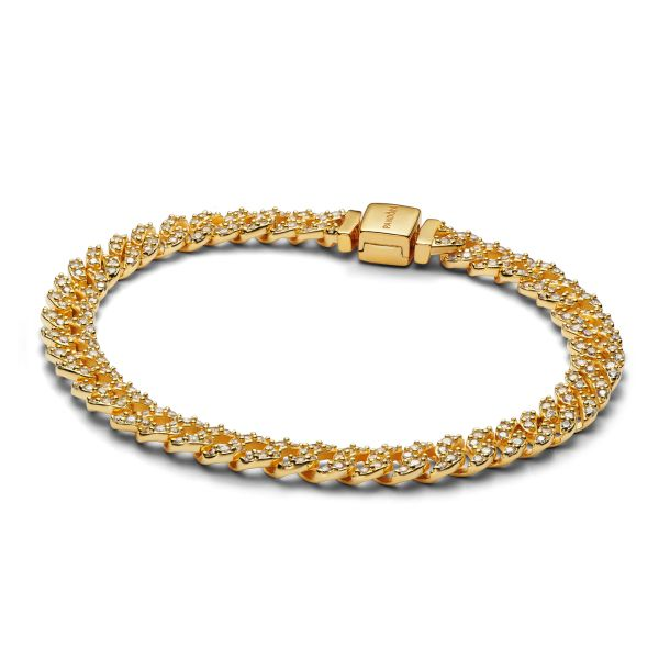 Pandora Pavé Gold-Plated Cuban Chain Bracelet