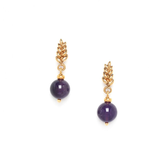 Amethyst Wheat Post Earrings