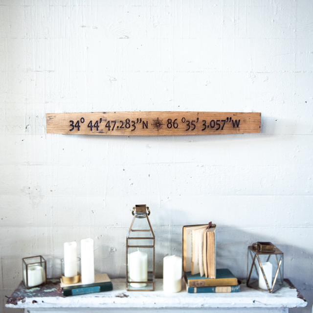 Personalized Coordinates Sign From Tennessee Whiskey Barrel Stave - Wall Art