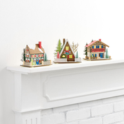 Laser Cut Wood European Cottage LED Light Up Decor Set Of 3 - World Market