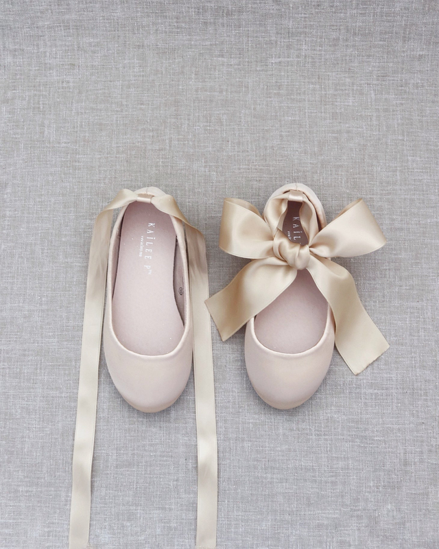 Satin Ballet Flats with Ankle Tie or Ballerina Lace Up
