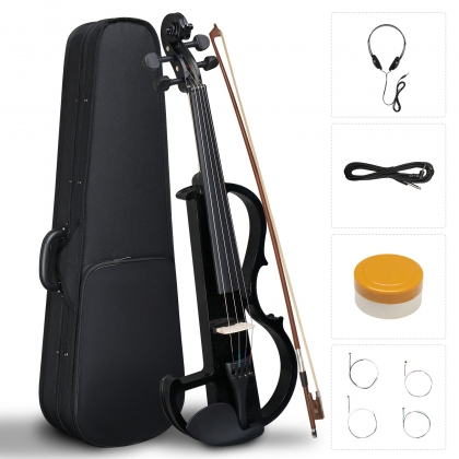 Glarry GV501 4/4 Full Size Acoustic Silent Electric Violin with Headphone Black