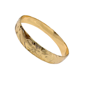 10mm Wide & Heavy "Large Rose" Floral Bangle - XB429
